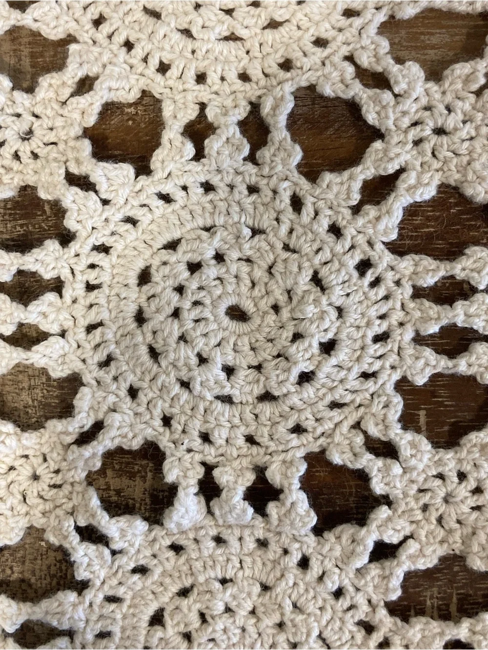 Hand Crochet Rectangle Doily 100% Cotton Made in China Cream Colored 30.5” Long